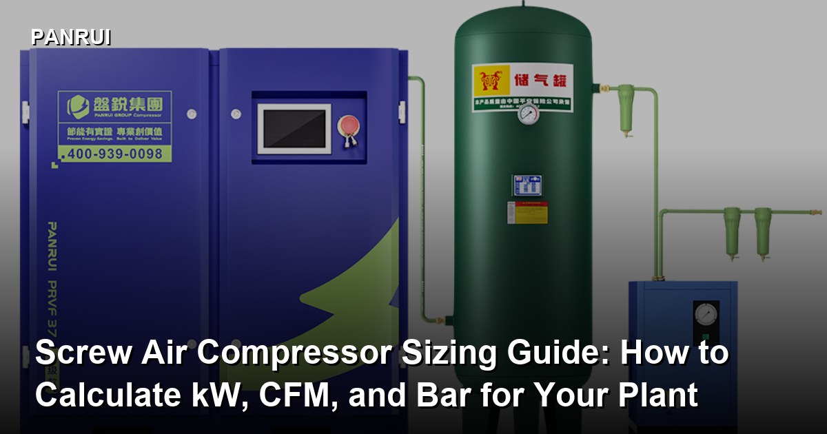 Screw Air Compressor Sizing Guide: How to Calculate kW, CFM, and Bar for Your Plant screw air compressor capacity calculation